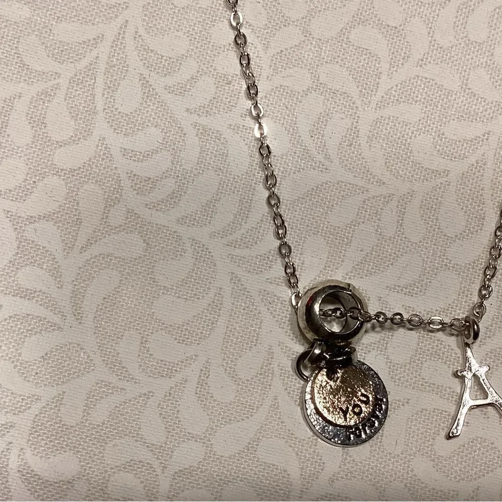 Set of Two Silvertone Necklace with 4 Charm Choices